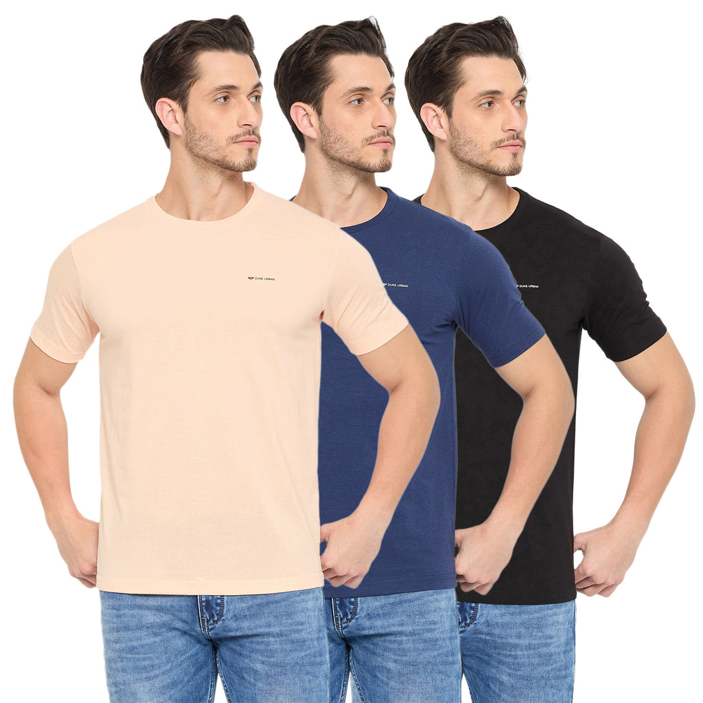 Duke Urban Men Half Sleeve Cotton Pack of 3 T-shirts (ONSDVP41)