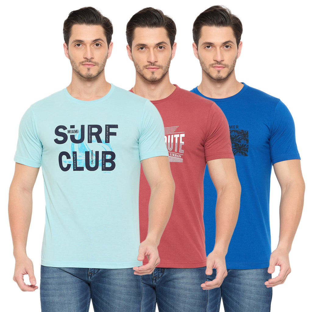 Duke Urban Men Half Sleeve Cotton Pack of 3 T-shirts  (ONSDVP42)