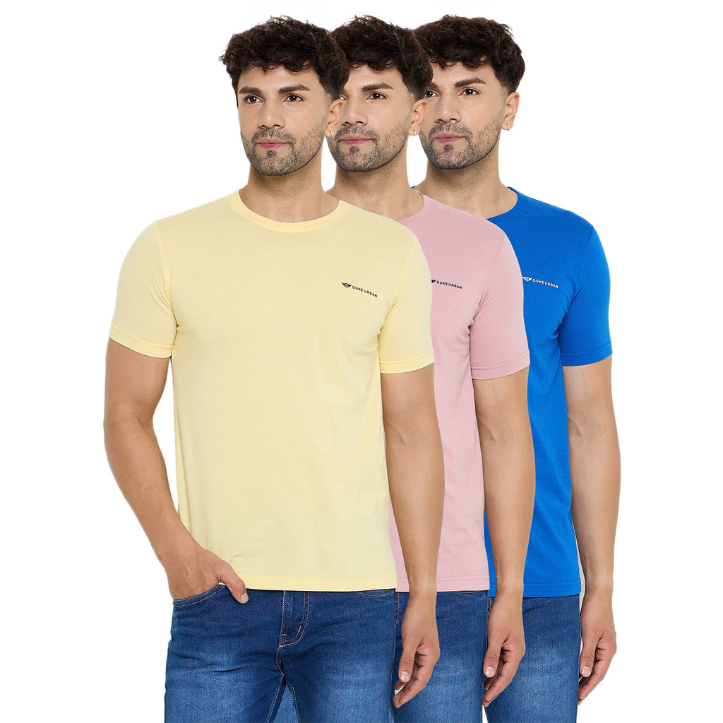 Duke Urban Men Half Sleeve Cotton Pack of 3 T-shirts (ONSDVP41)