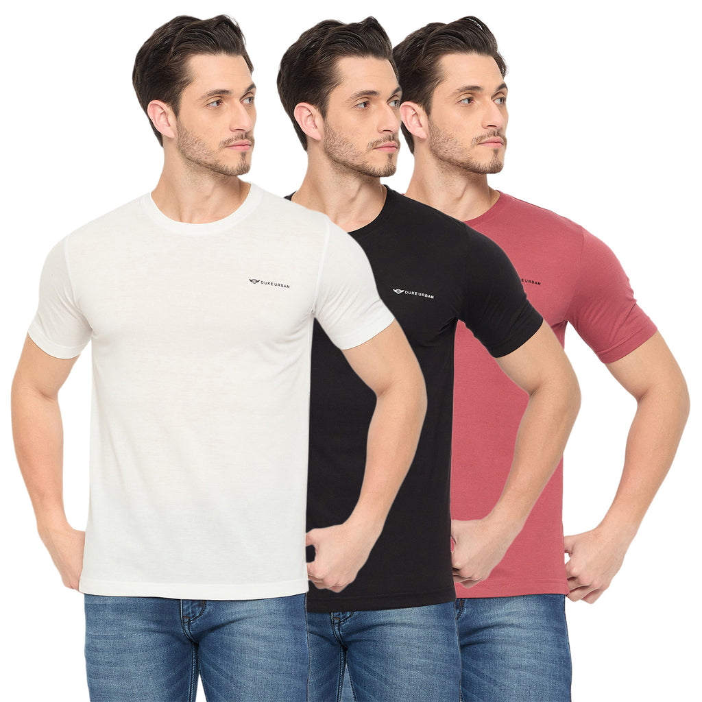 Duke Urban Men Half Sleeve Cotton Pack of 3 T-shirts (ONSDVP41)