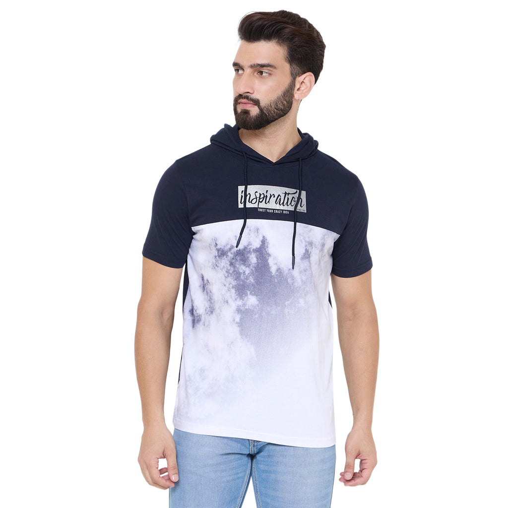 Duke Urban Men Half Sleeve Cotton Hooded Smart Fit T-Shirt (LF7228)