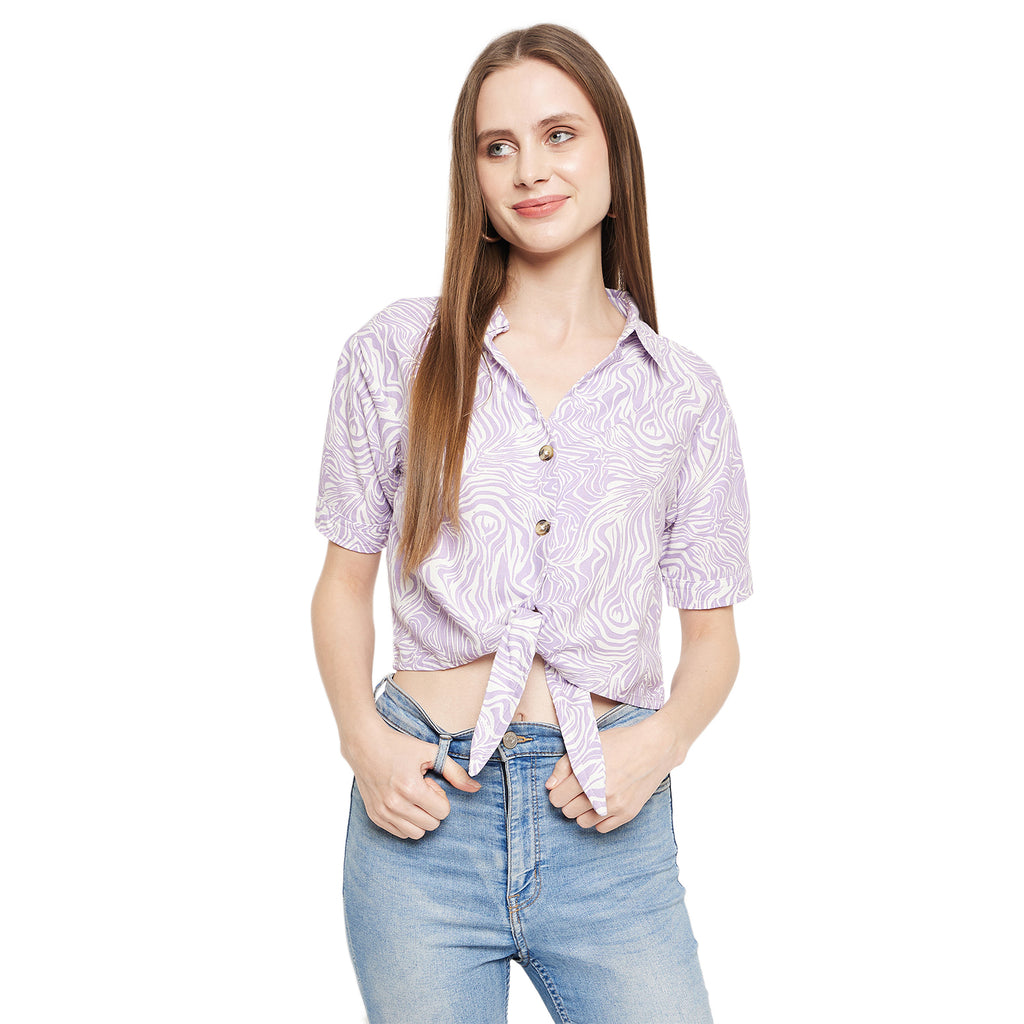 Duke Urban Women Half Sleeve Printed Crop Shirt (SDX3281)