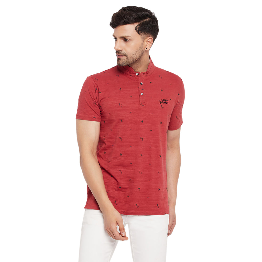 Duke Urban Men Mandarin Collar Half Sleeve Cotton T-shirt (LF5483)