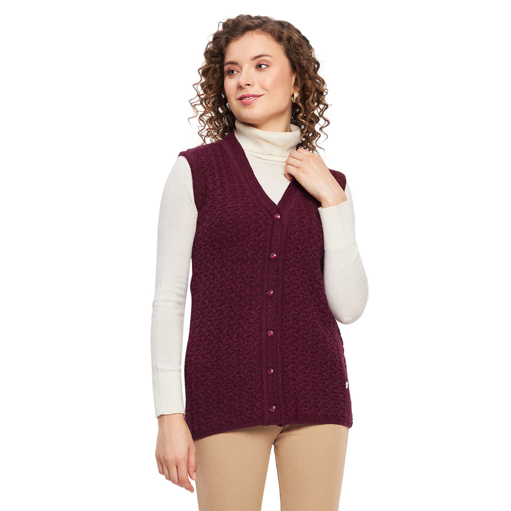 Duke Urban Women Sleeveless Self Design Cardigan (LQS9788)