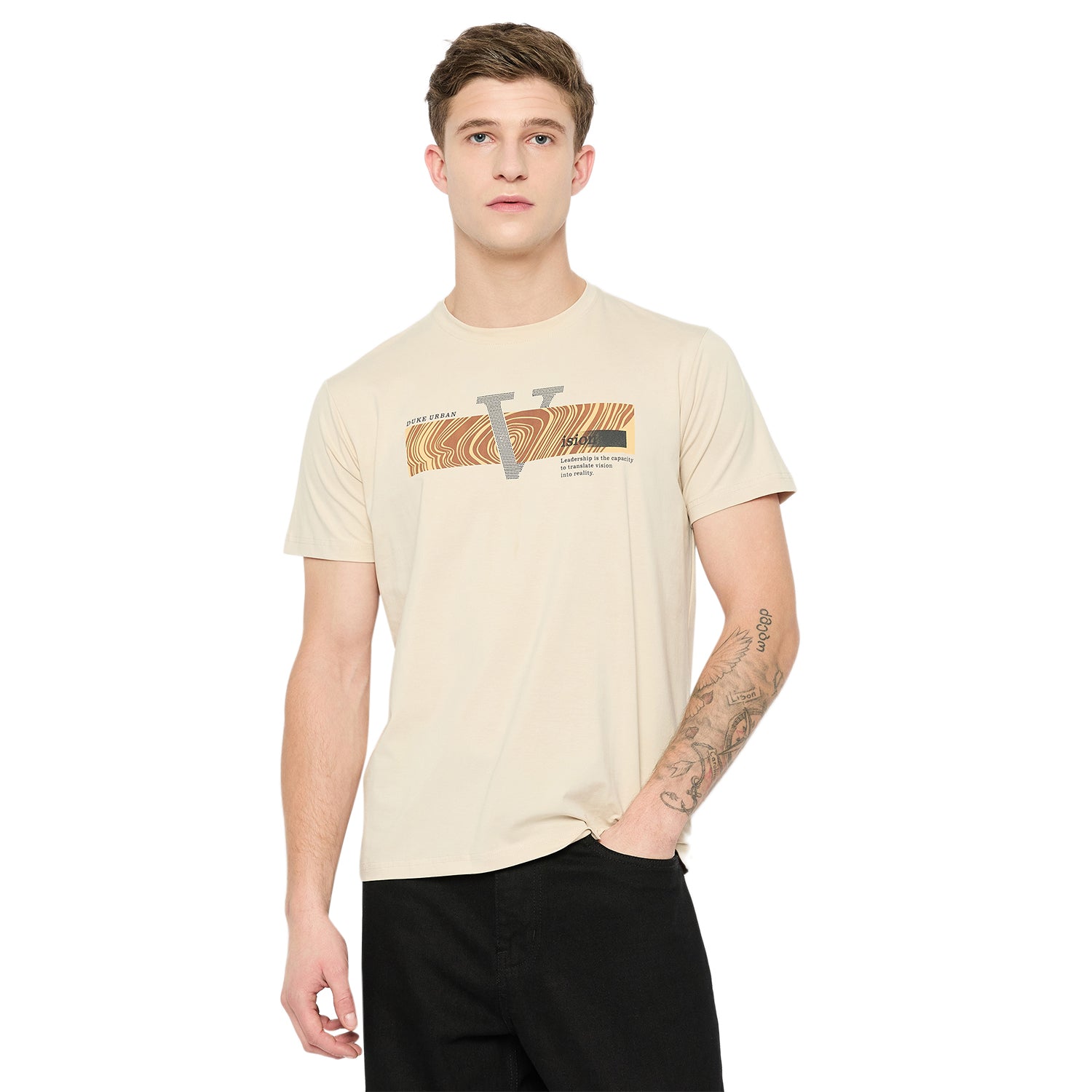 【yuuuuu！】Half Tone L/S TOP USED Duke Urban Men Half Sleeve Cotton Tshirt (LF7343)