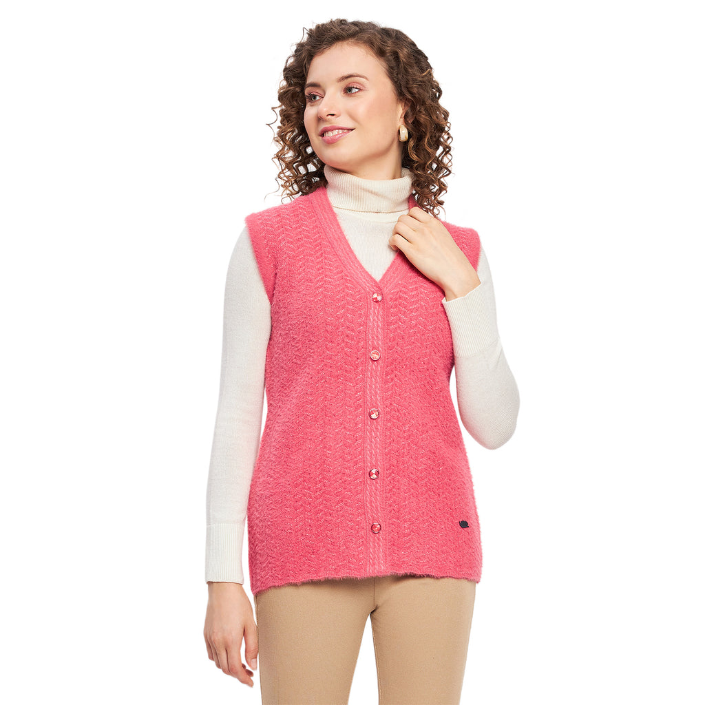 Duke Urban Women Sleeveless Self Design Cardigan (LQS9786)