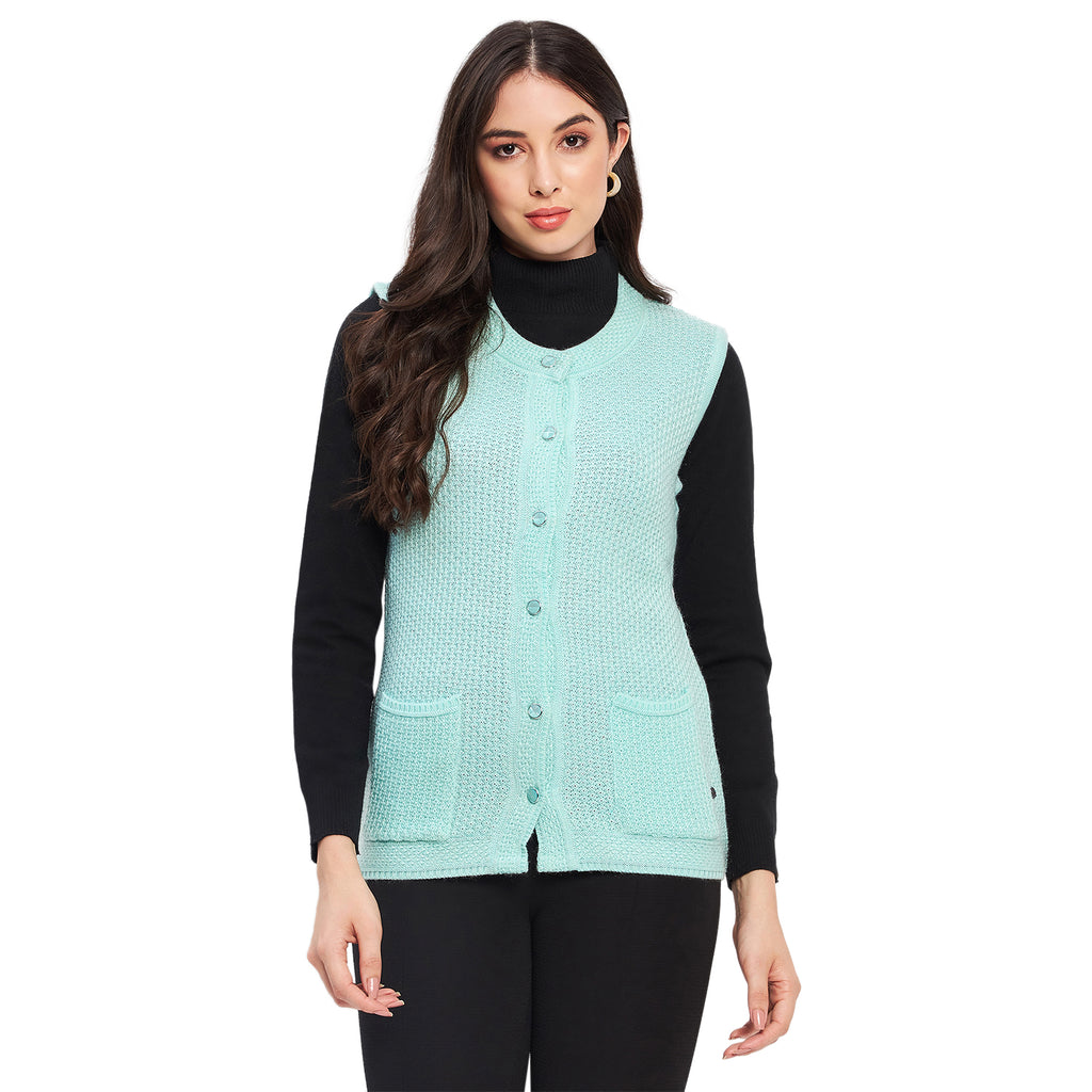 Duke Urban Women Sleeveless Self Design Cardigan (LQS9789)