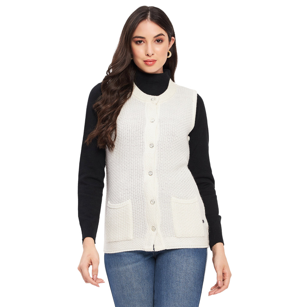 Duke Urban Women Sleeveless Self Design Cardigan (LQS9789)