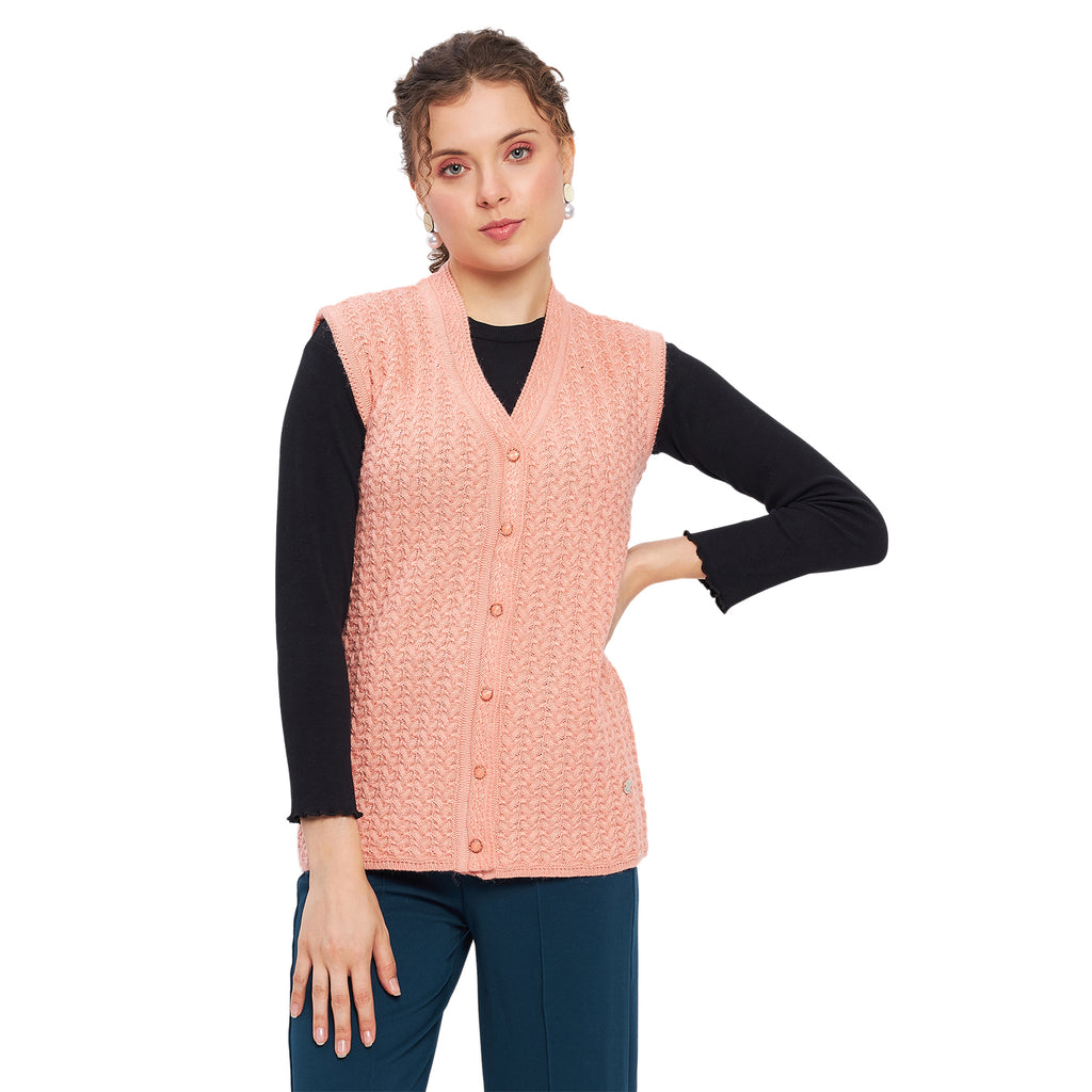 Duke Urban Women Sleeveless Self Design Cardigan (LQS9788)