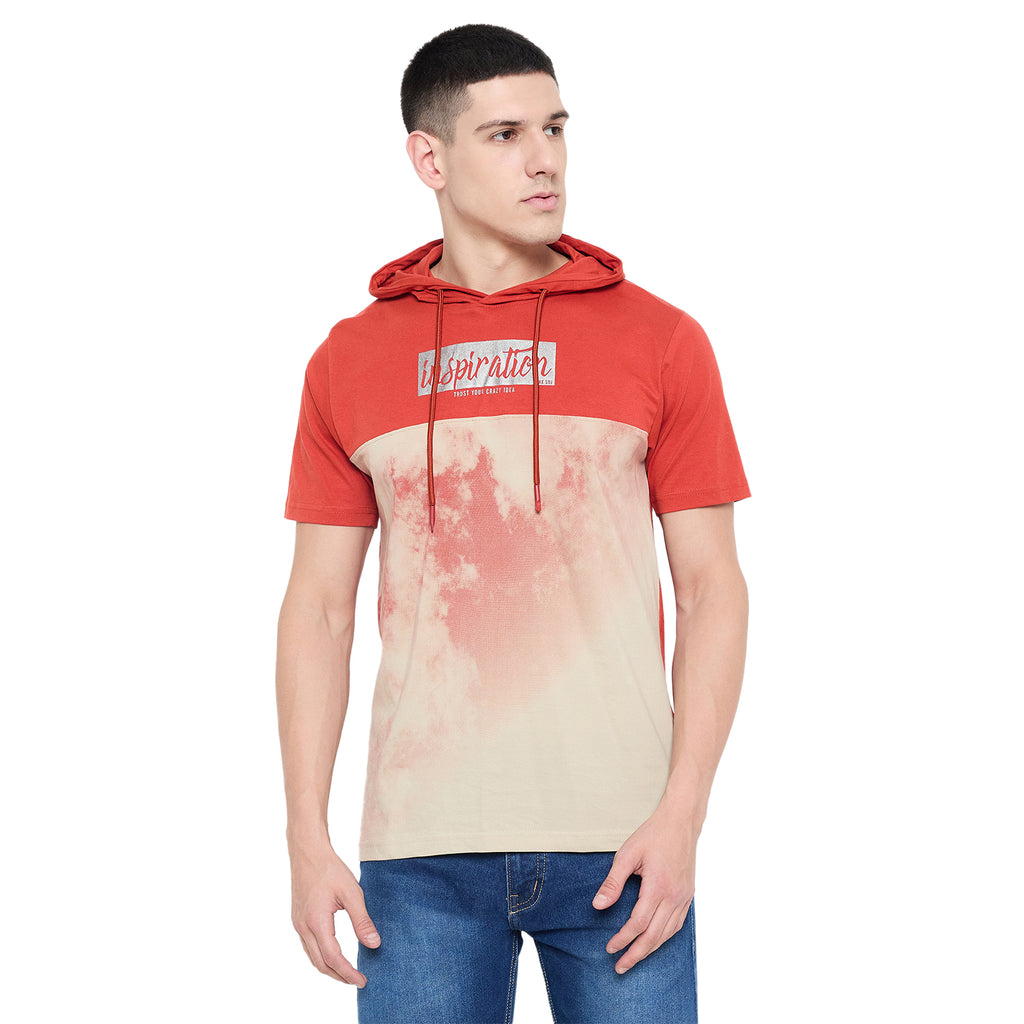Duke Urban Men Half Sleeve Cotton Hooded Smart Fit T-Shirt (LF7228)
