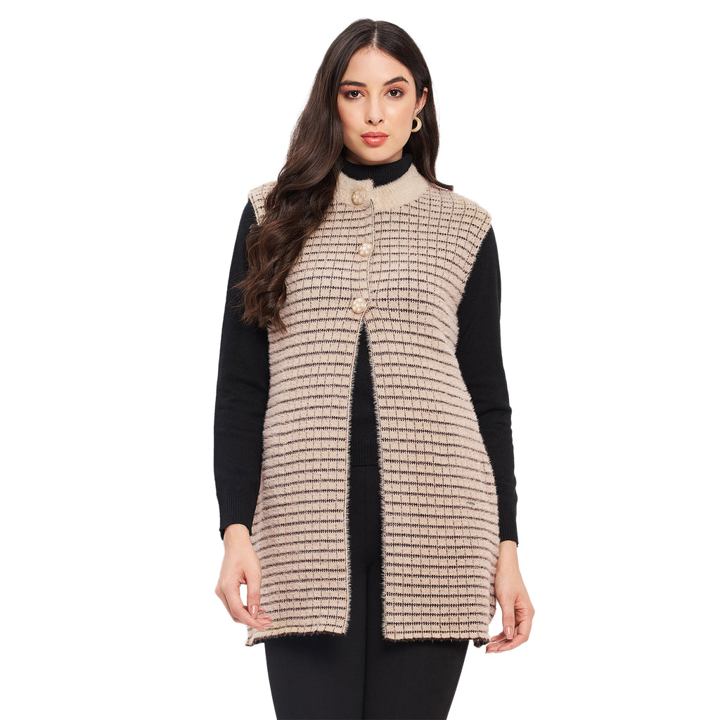 Duke Urban Women Sleeveless Checkered Cardigan (LQS9782)