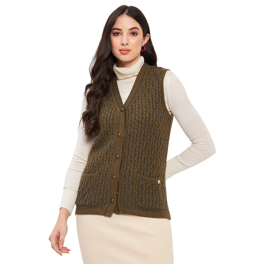 Duke Urban Women Sleeveless Self Design Cardigan (LQS9785)