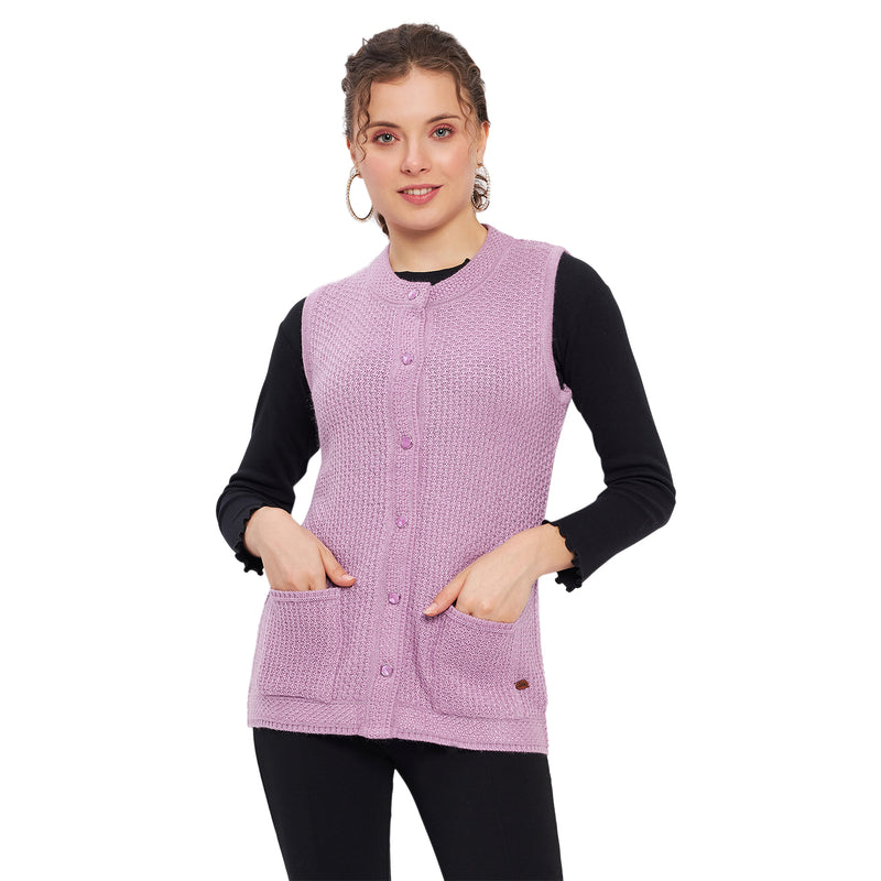 Duke Urban Women Sleeveless Self Design Cardigan (LQS9789)