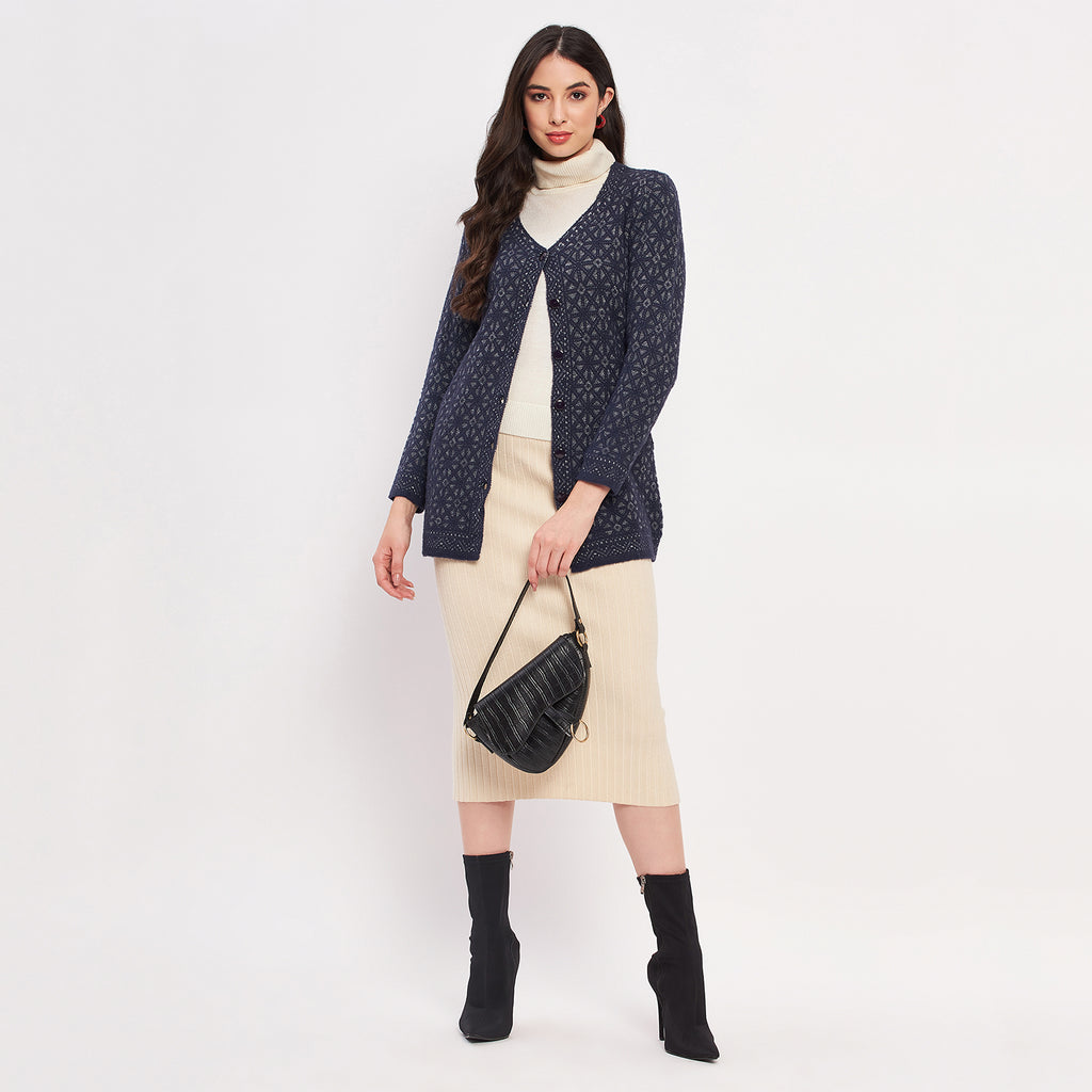 Duke Urban Women Full Sleeve Self Design Cardigan (SDS954)