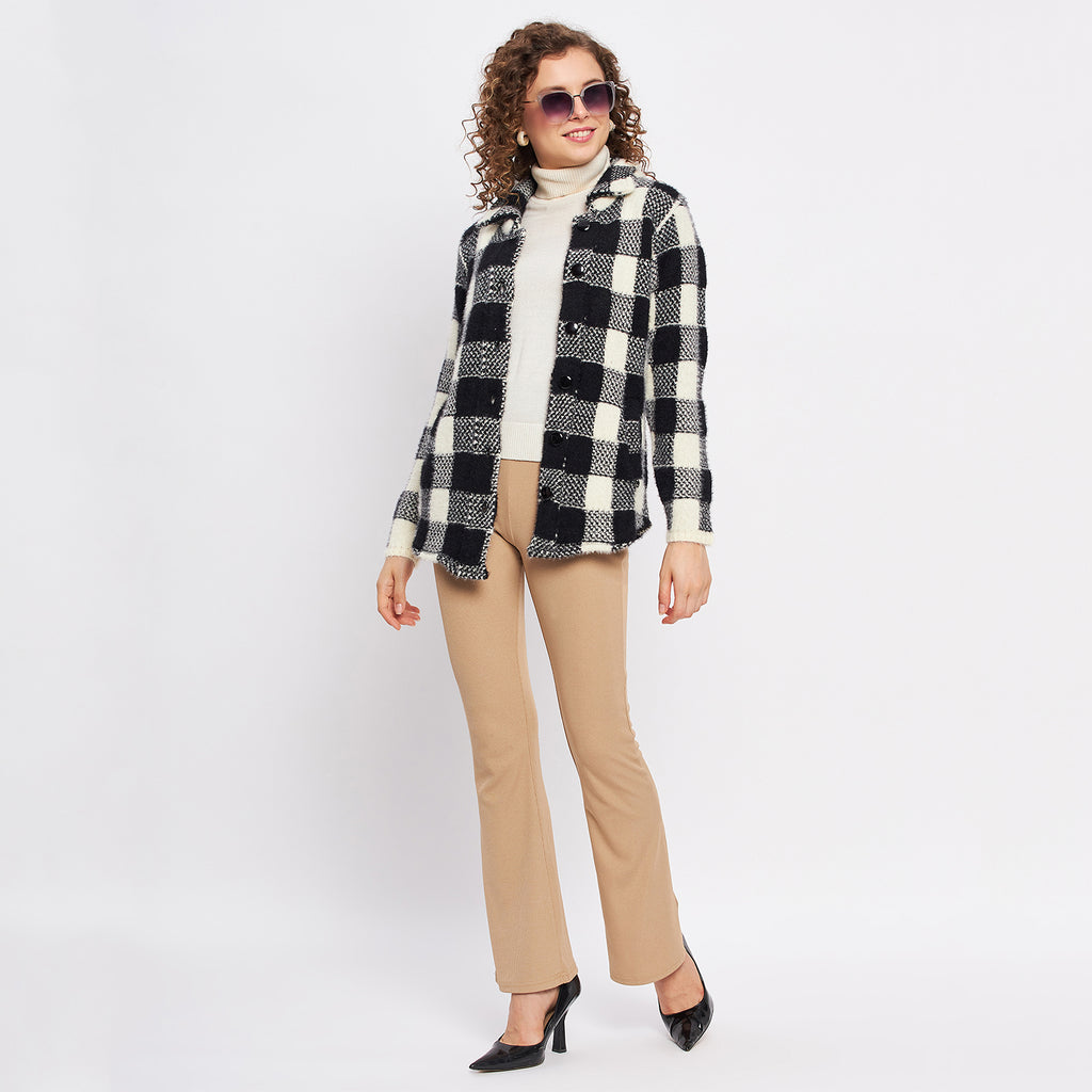 Duke Urban Women Full Sleeve Checkered Cardigan (LQS9768)