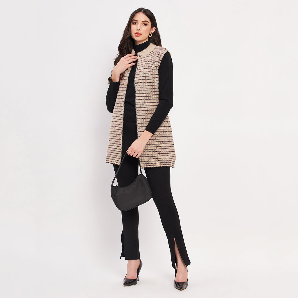 Duke Urban Women Sleeveless Checkered Cardigan (LQS9782)