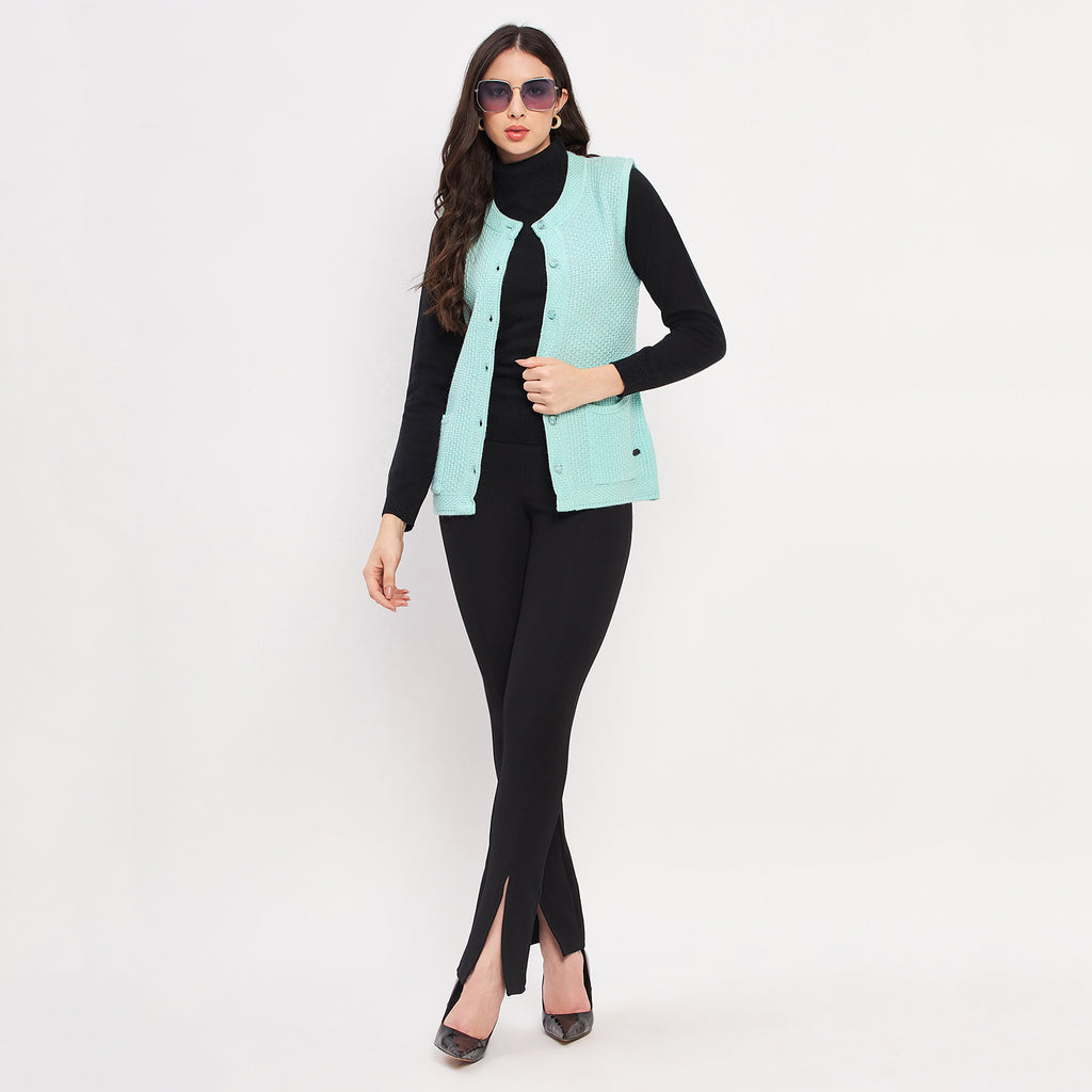 Duke Urban Women Sleeveless Self Design Cardigan (LQS9789)