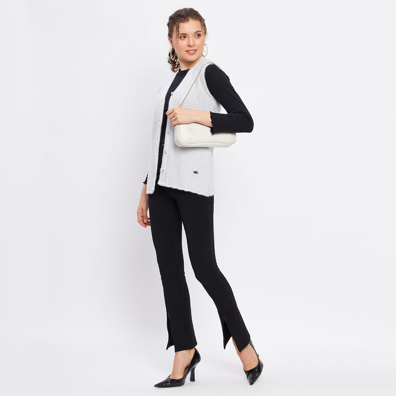 Duke Urban Women Sleeveless Self Design Cardigan (LQS9786)