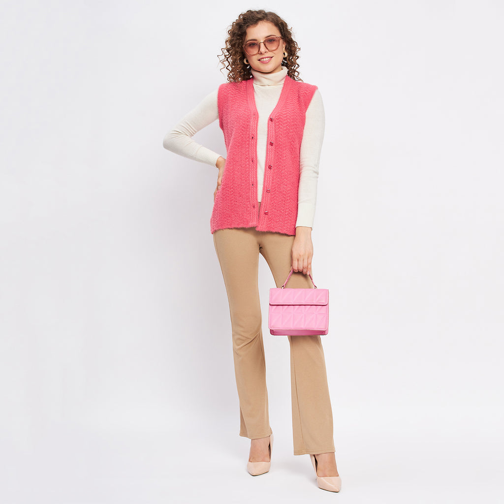 Duke Urban Women Sleeveless Self Design Cardigan (LQS9786)