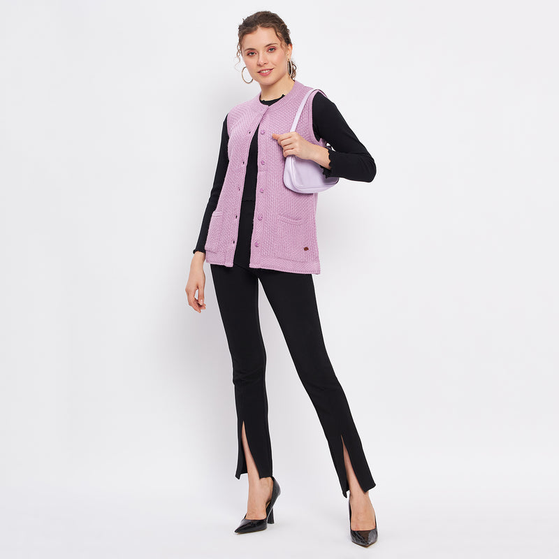 Duke Urban Women Sleeveless Self Design Cardigan (LQS9789)