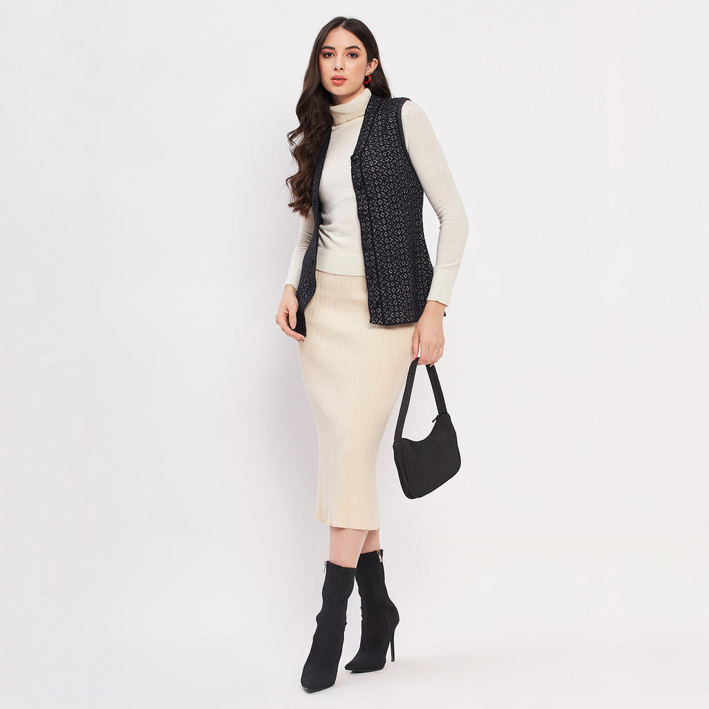 Duke Urban Women Sleeveless Self Design Cardigan (LQS9787)