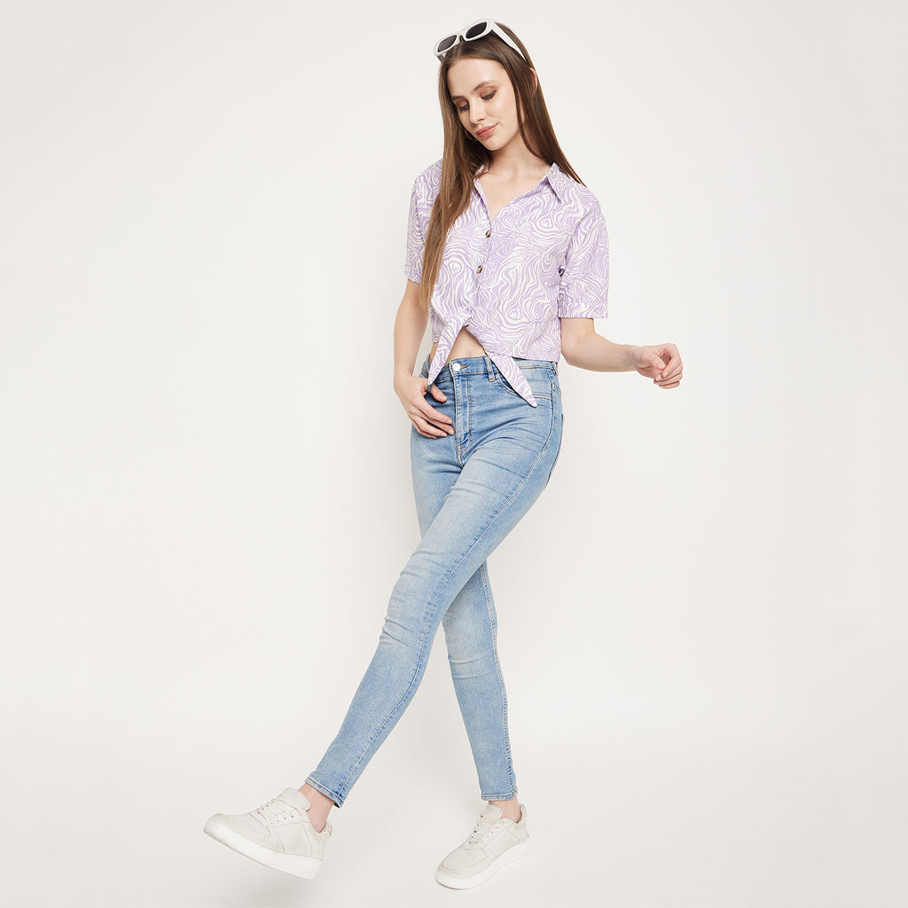 Duke Urban Women Half Sleeve Printed Crop Shirt (SDX3281)
