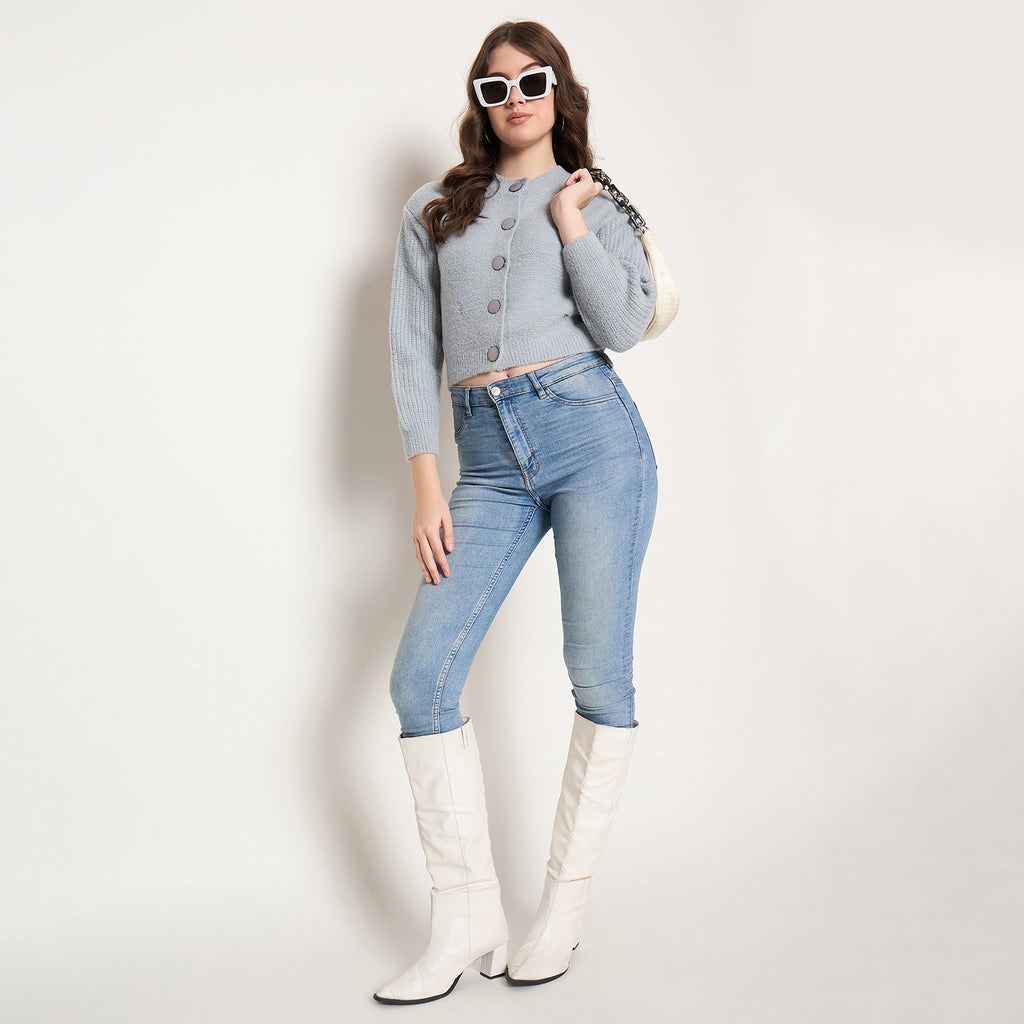 Duke Urban Women Full Sleeve Front Open Crop Cardigan (SDS1342)