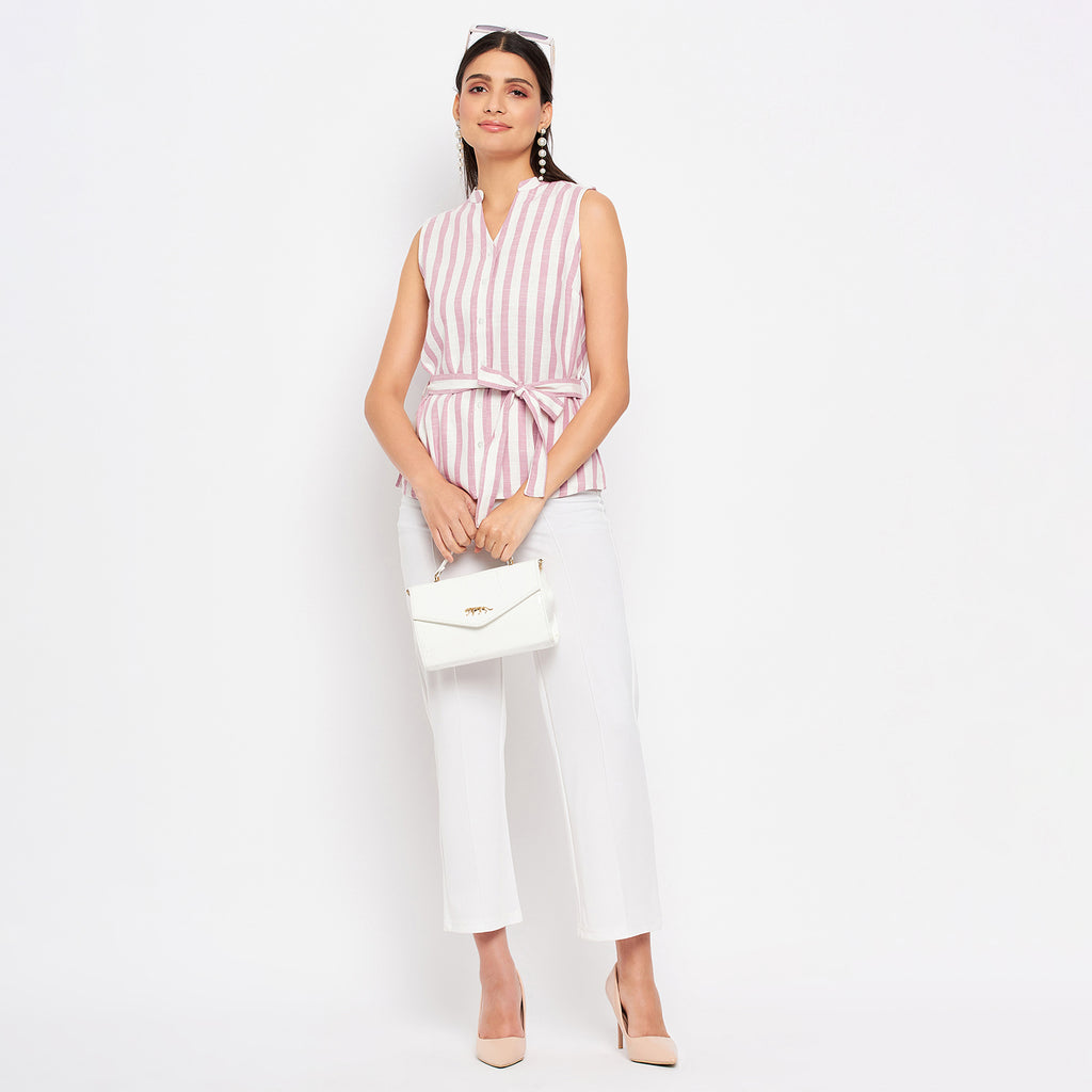 Duke Urban Women Sleeveless Striped Shirt (SDX3271)