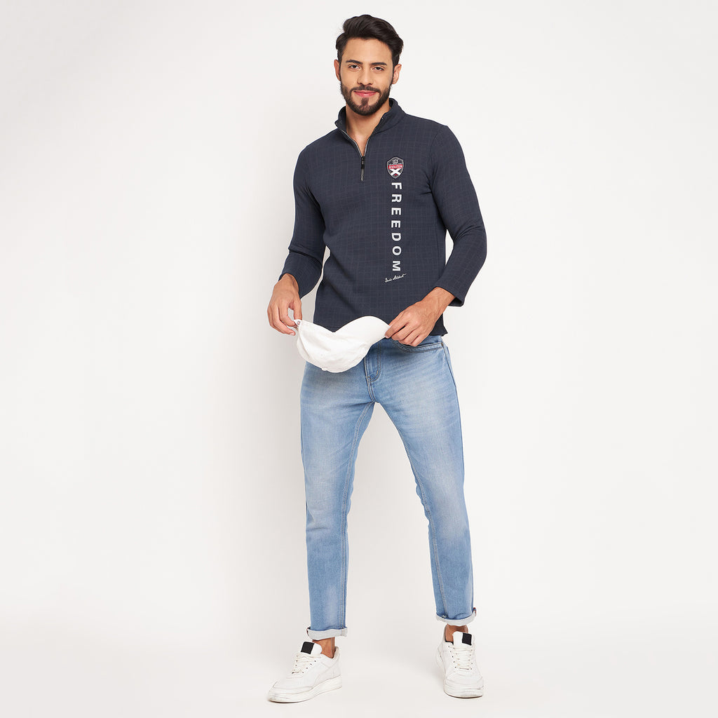 Duke Urban Men Half Zip Full Sleeve Cotton T-shirt (LF3930)