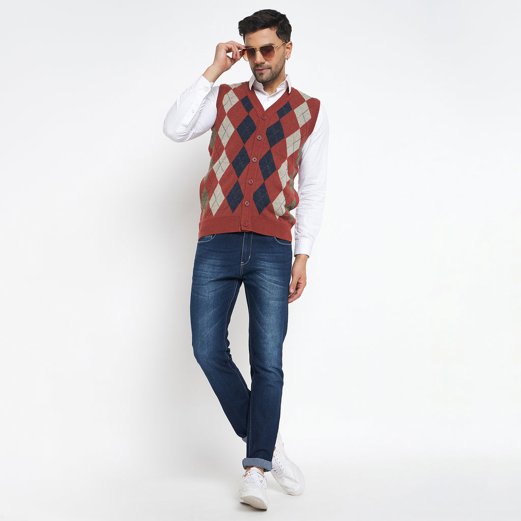 Duke Urban Men Sleeveless V Neck Cardigan (SDS2166B)