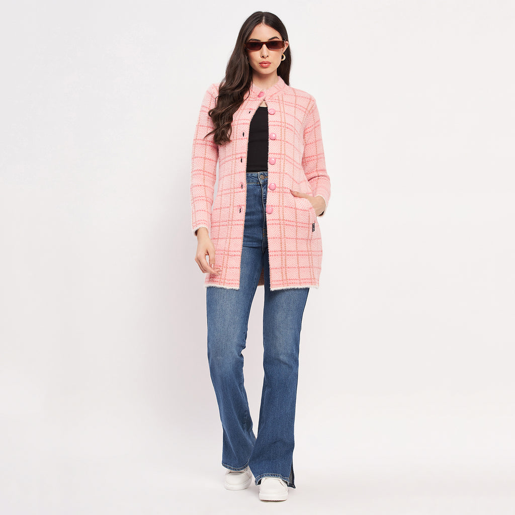 Duke Urban Women Full Sleeve Checkered Cardigan (LQS9769)
