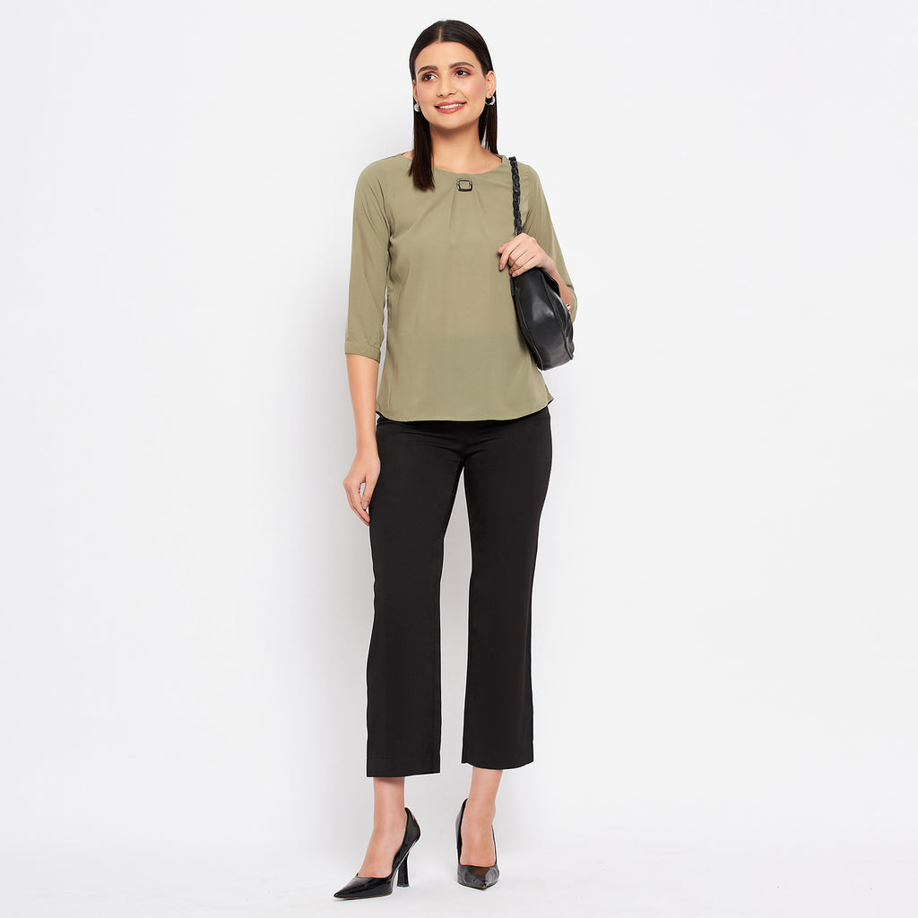Duke Urban Women Round Neck 3/4th Sleeve Solid Top (SDX3272)
