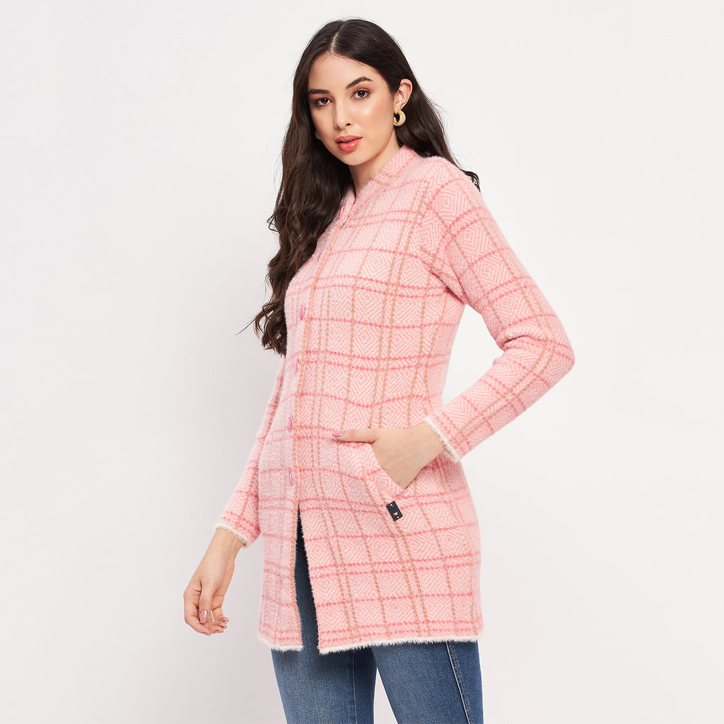 Duke Urban Women Full Sleeve Checkered Cardigan (LQS9769)