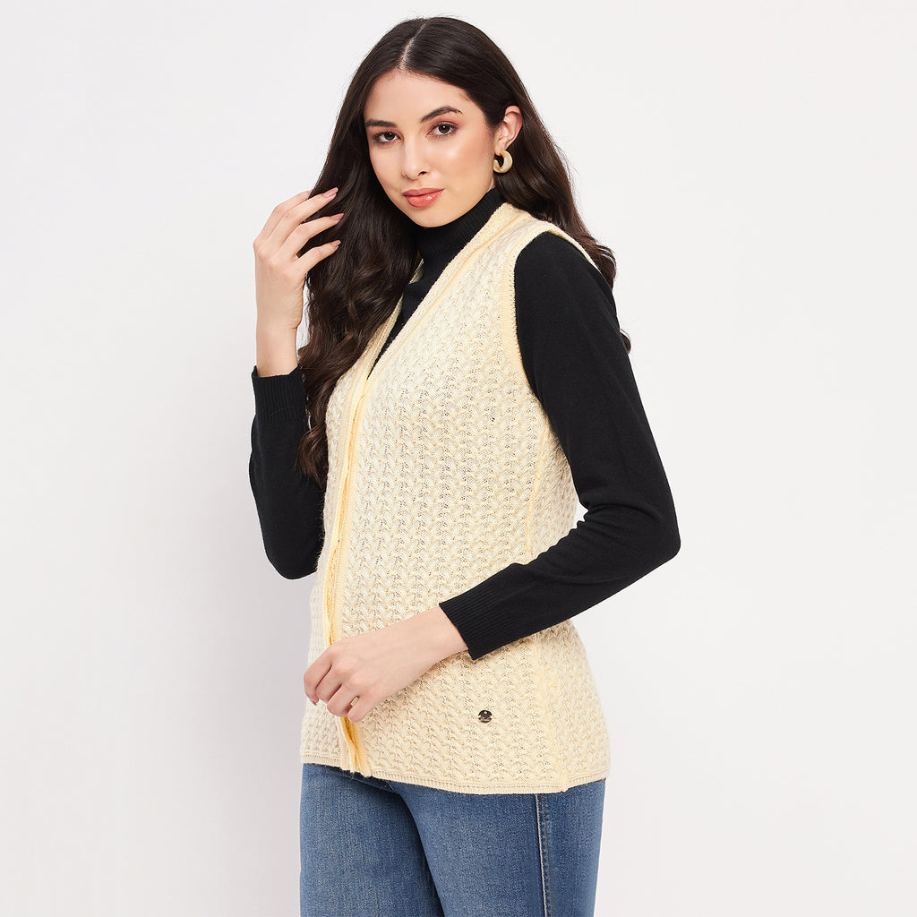Duke Urban Women Sleeveless Self Design Cardigan (LQS9788)