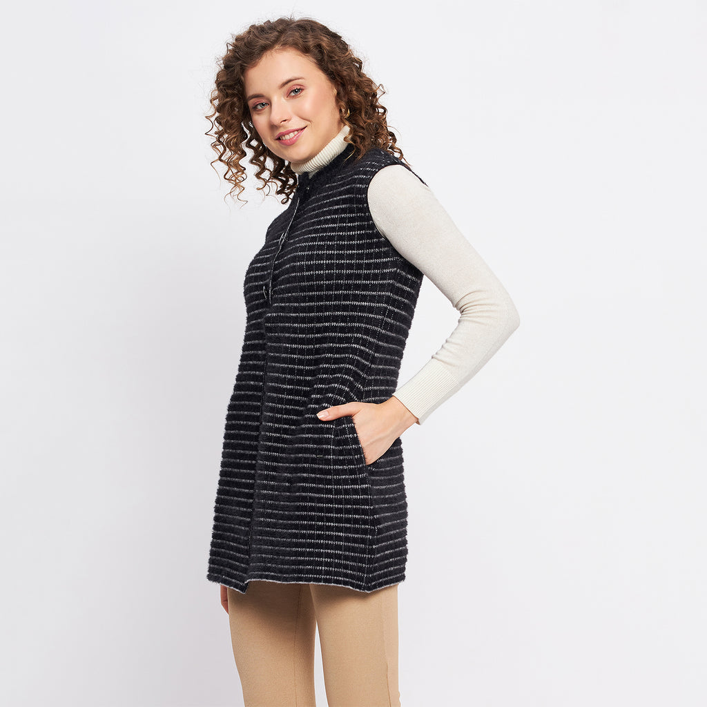 Duke Urban Women Sleeveless Checkered Cardigan (LQS9782)