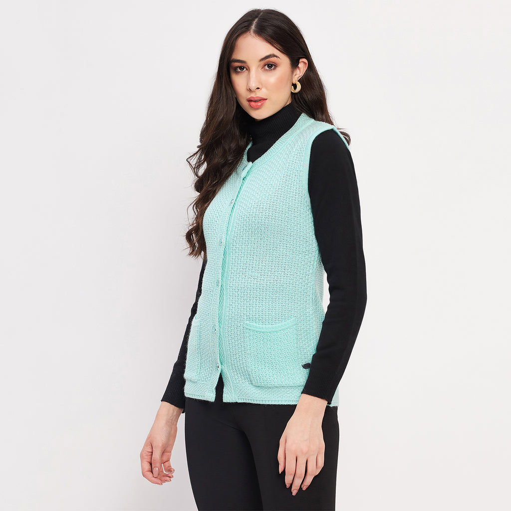 Duke Urban Women Sleeveless Self Design Cardigan (LQS9789)