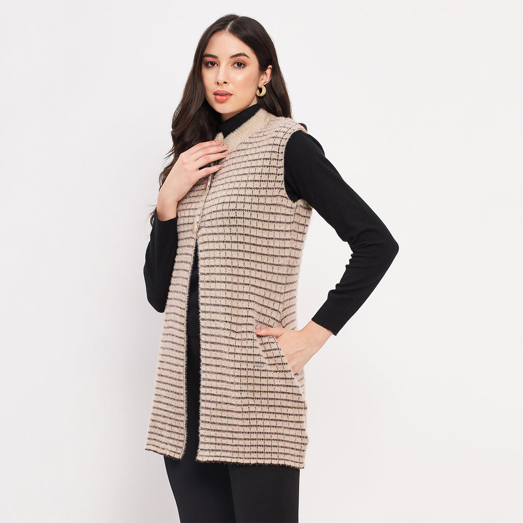 Duke Urban Women Sleeveless Checkered Cardigan (LQS9782)