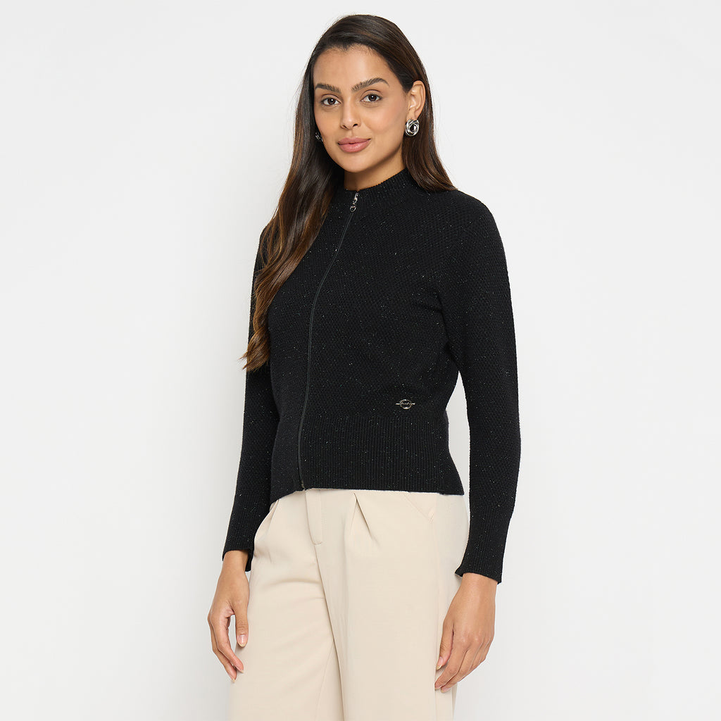 Duke Urban Women Full Sleeve Round Neck Zipper Cardigan (SDS1006R)