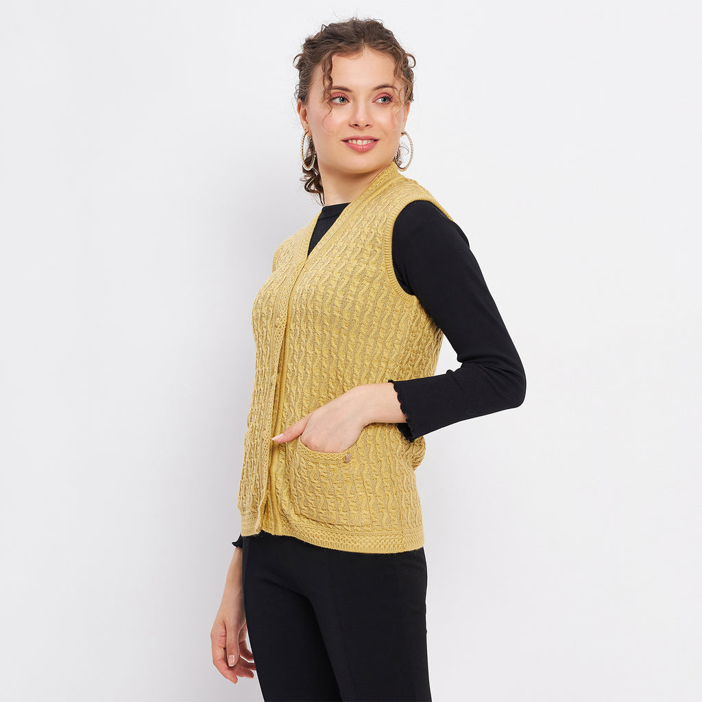 Duke Urban Women Sleeveless Self Design Cardigan (LQS9785)