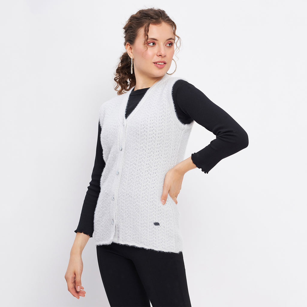 Duke Urban Women Sleeveless Self Design Cardigan (LQS9786)