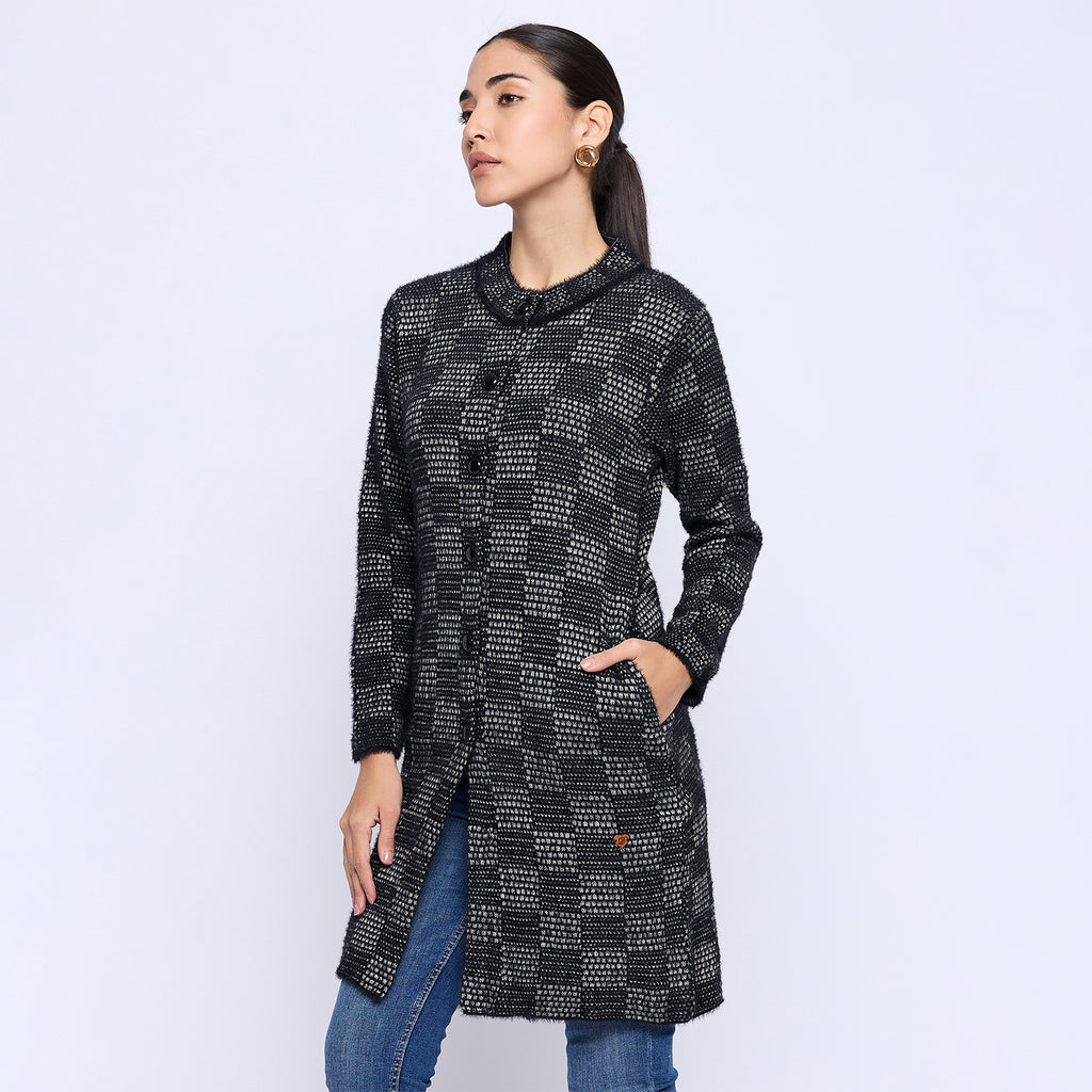 Duke Urban Women Full Sleeve Round Neck Long Coat (SDS1206)