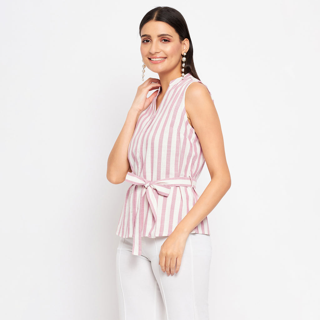 Duke Urban Women Sleeveless Striped Shirt (SDX3271)