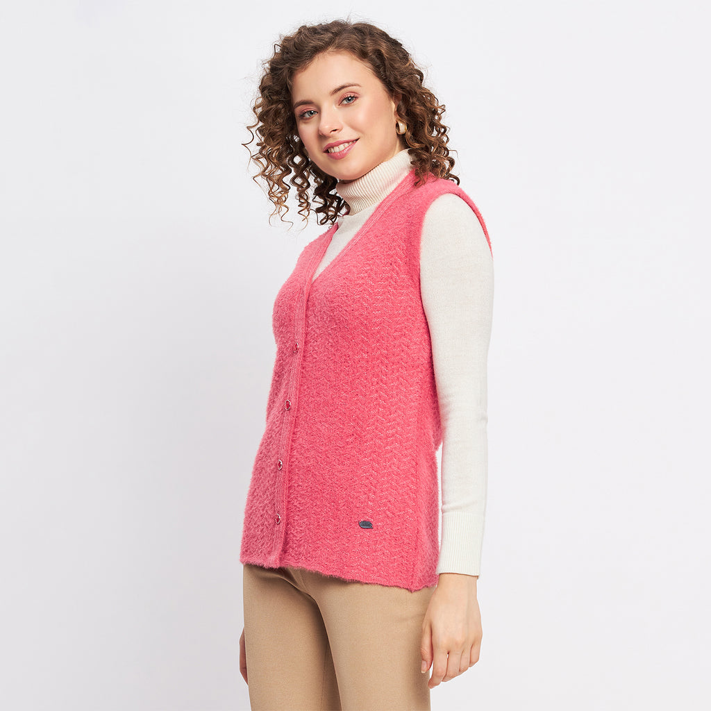 Duke Urban Women Sleeveless Self Design Cardigan (LQS9786)