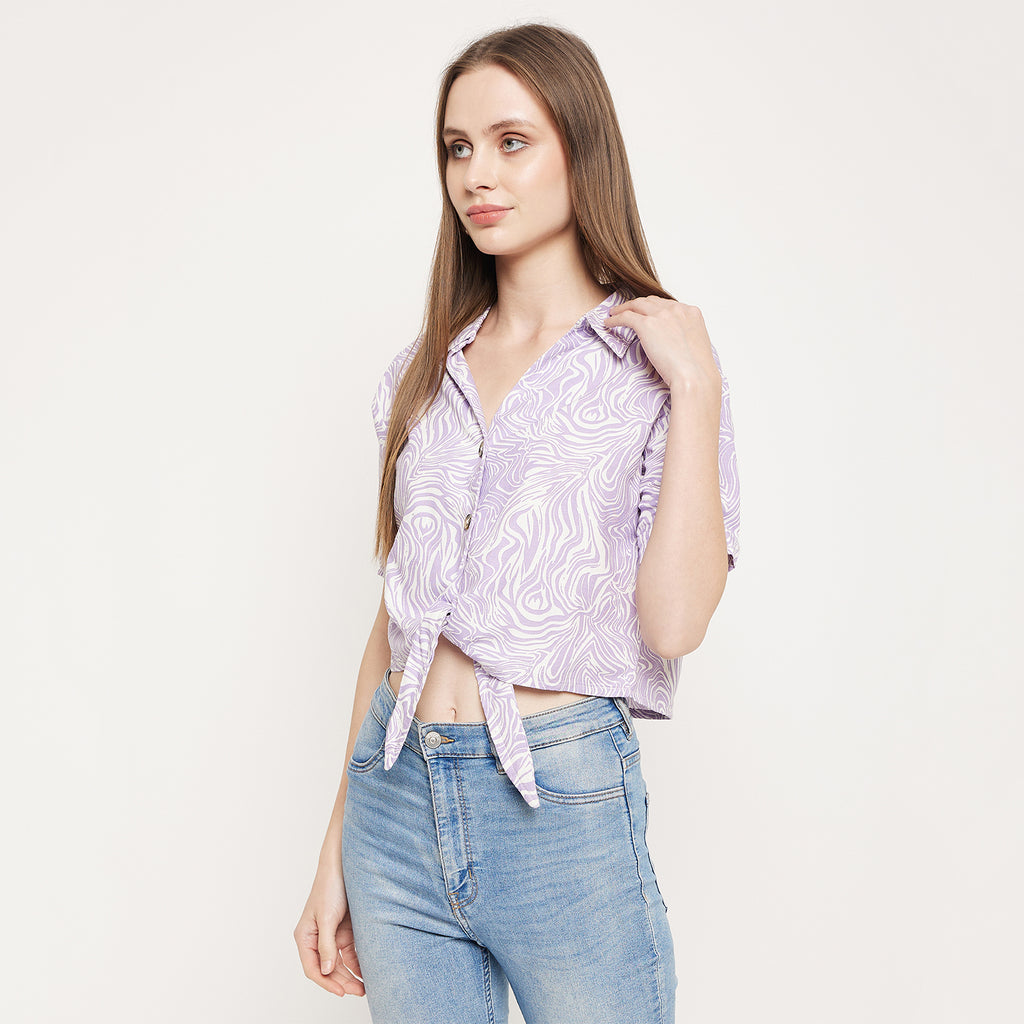 Duke Urban Women Half Sleeve Printed Crop Shirt (SDX3281)