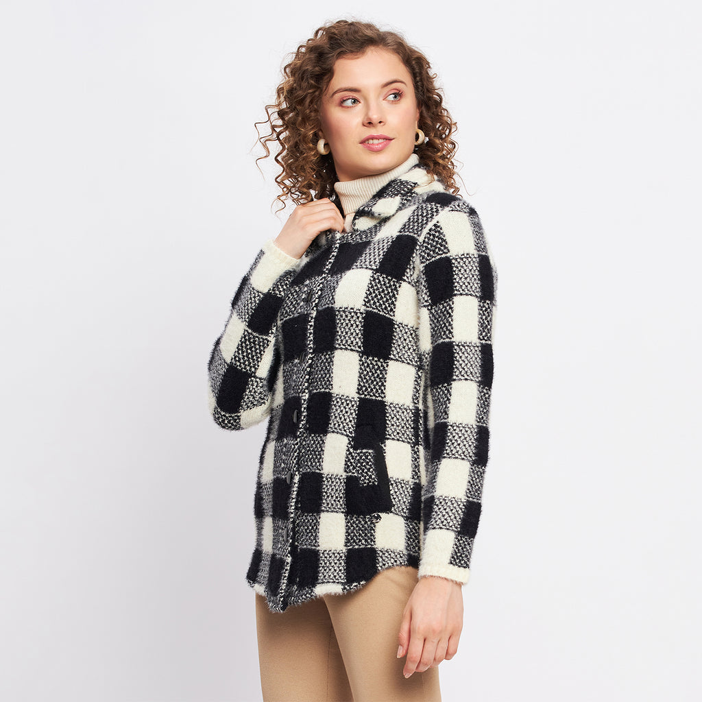 Duke Urban Women Full Sleeve Checkered Cardigan (LQS9768)