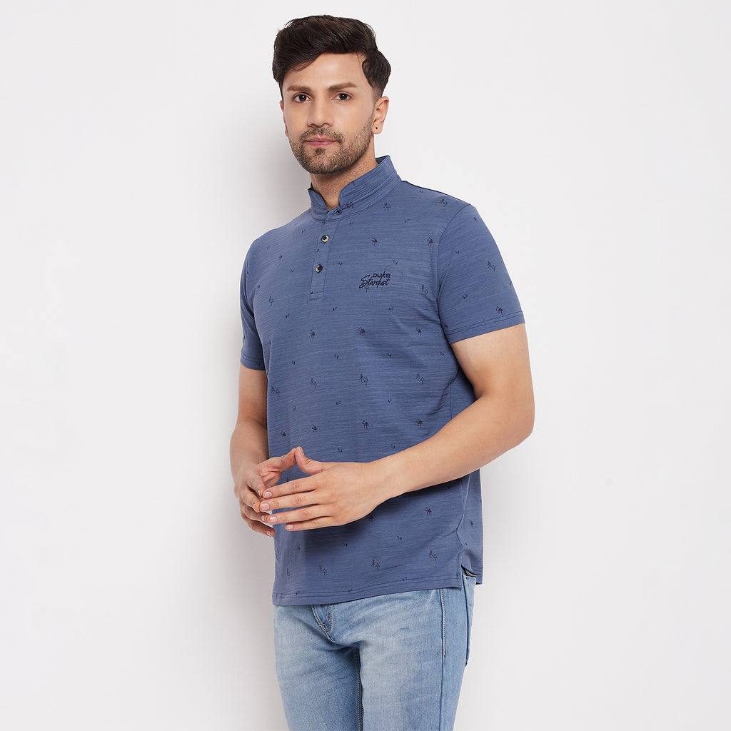 Duke Urban Men Mandarin Collar Half Sleeve Cotton T-shirt (LF5483)