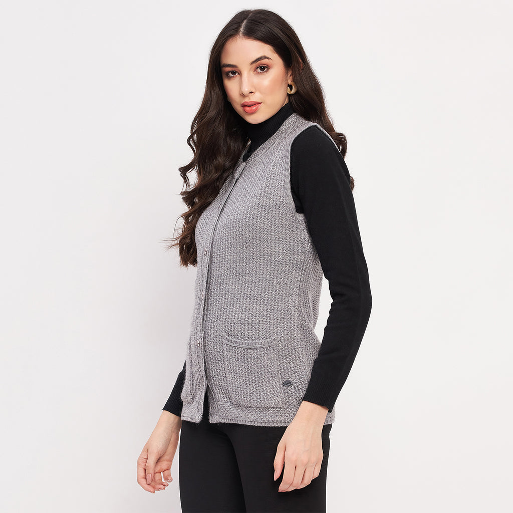 Duke Urban Women Sleeveless Self Design Cardigan (LQS9789)