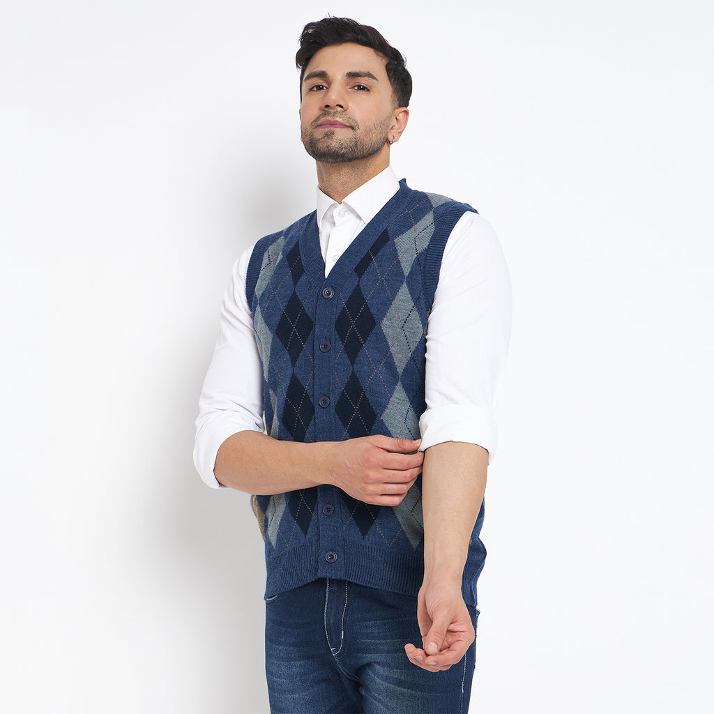 Duke Urban Men Sleeveless V Neck Cardigan (SDS2166B)