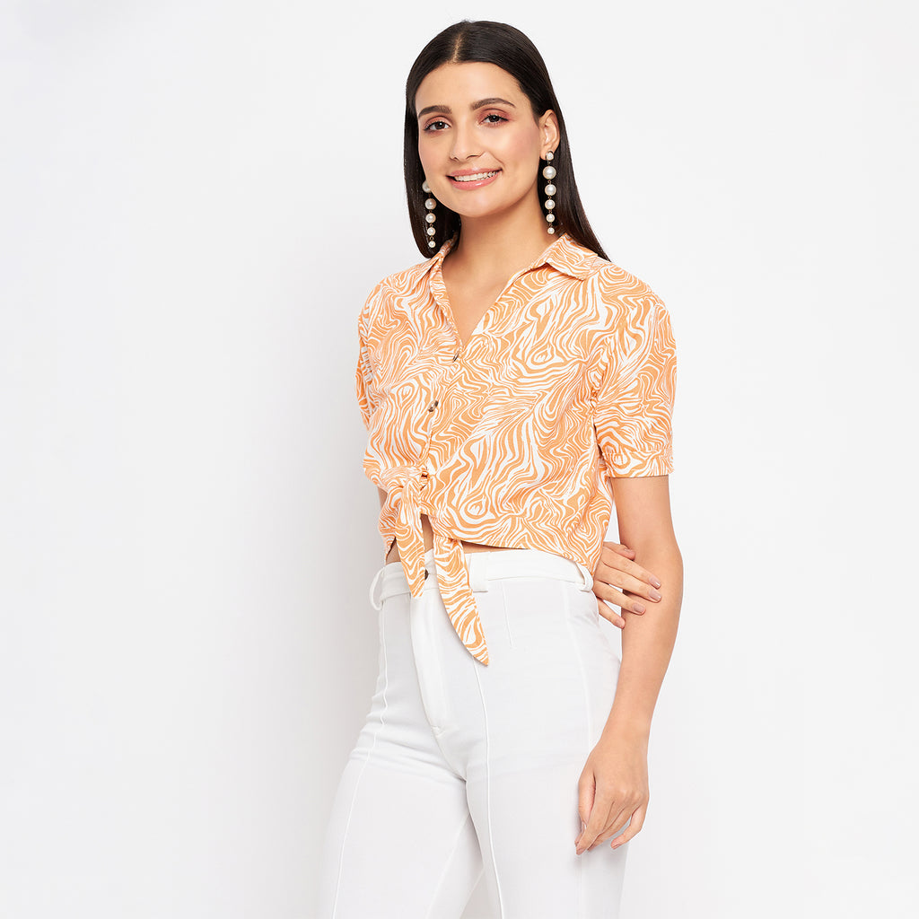 Duke Urban Women Half Sleeve Printed Crop Shirt (SDX3281)