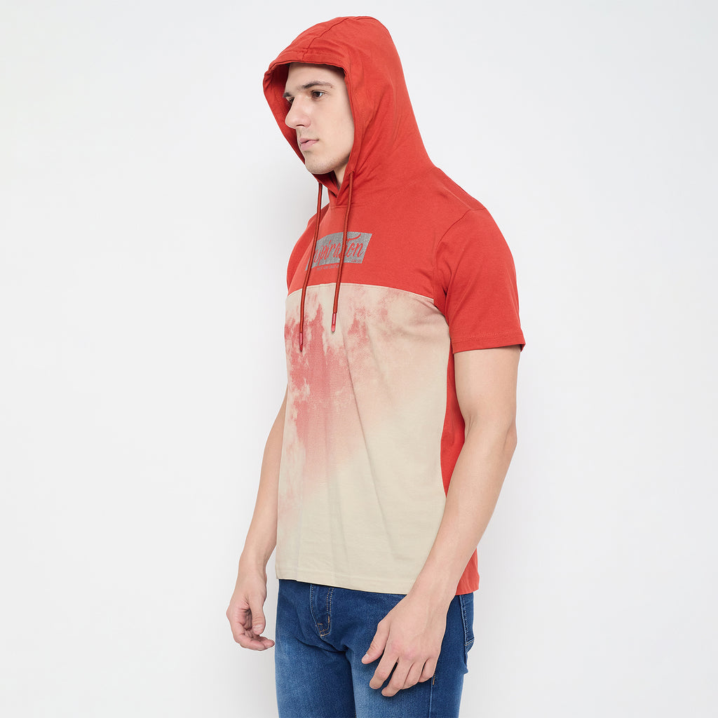 Duke Urban Men Half Sleeve Cotton Hooded Smart Fit T-Shirt (LF7228)